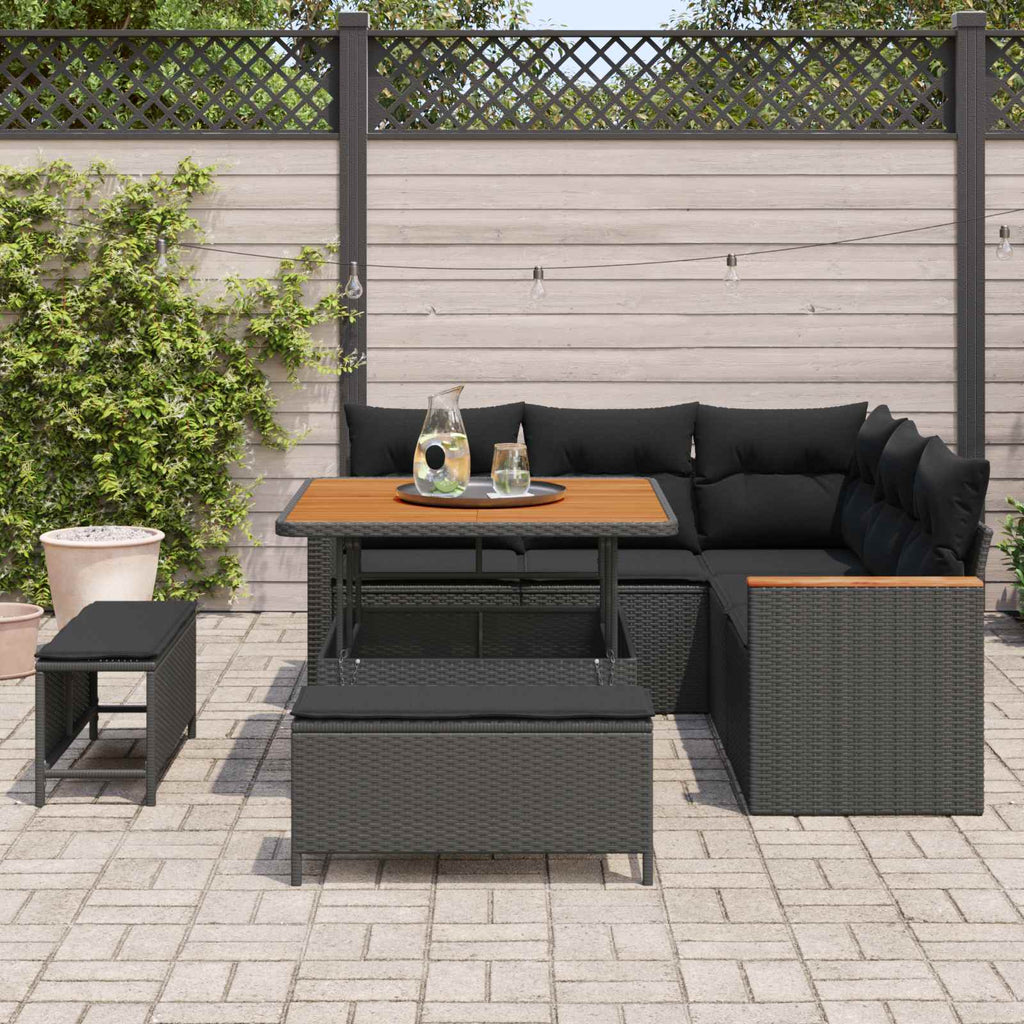 vidaXL Zestaw Sof na Ogród z poduszką 8 pcs Czarny Polirattan