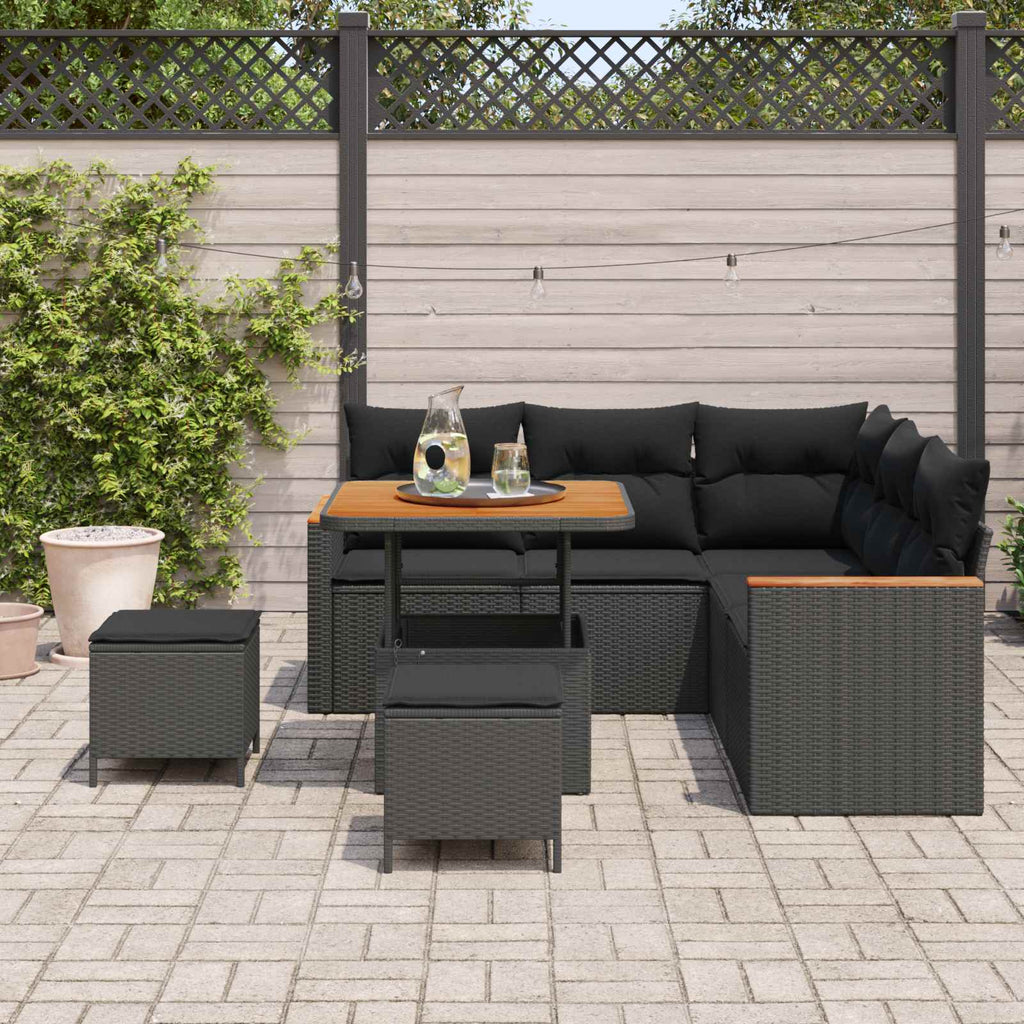 vidaXL Zestaw Sof na Ogród z poduszką 8 pcs Czarny Polirattan
