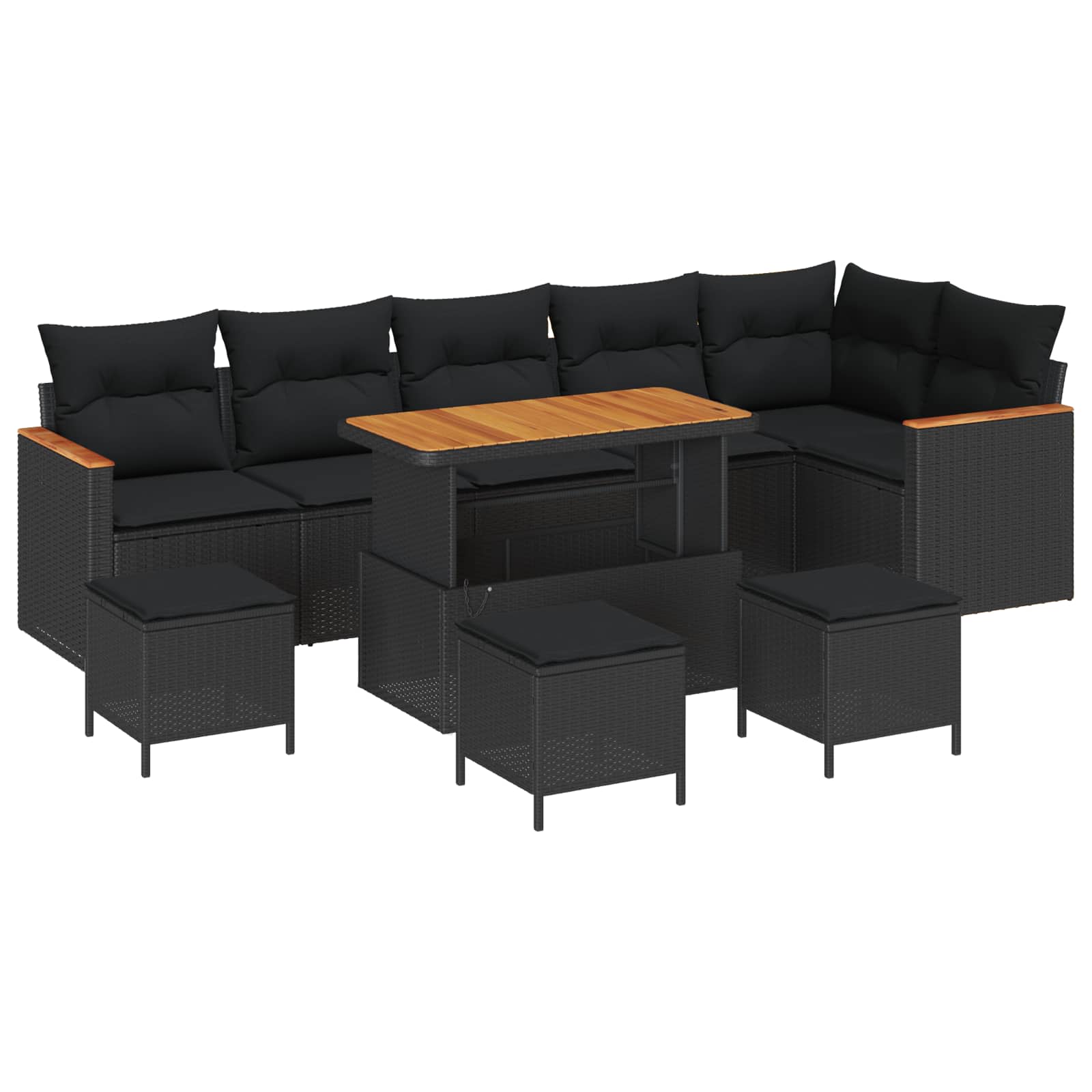 vidaXL Zestaw Sof na Ogród z poduszką 10 pcs Czarny Polirattan