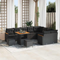 vidaXL Zestaw Sof na Ogród z poduszką 12 pcs Czarny Rattan poli