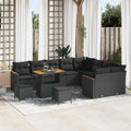 vidaXL Zestaw Sof na Ogród z poduszką 12 pcs Czarny Rattan poli