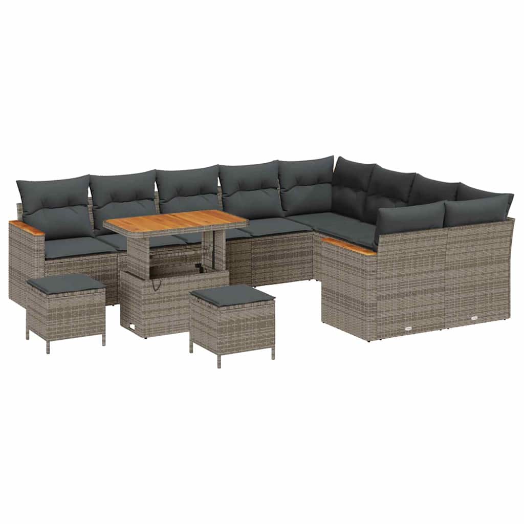 vidaXL Zestaw Sof na Ogród z poduszką 12 pcs Szary Rattan poli