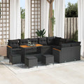 vidaXL Zestaw Sof na Ogród z poduszką 13 pcs Czarny Rattan poli