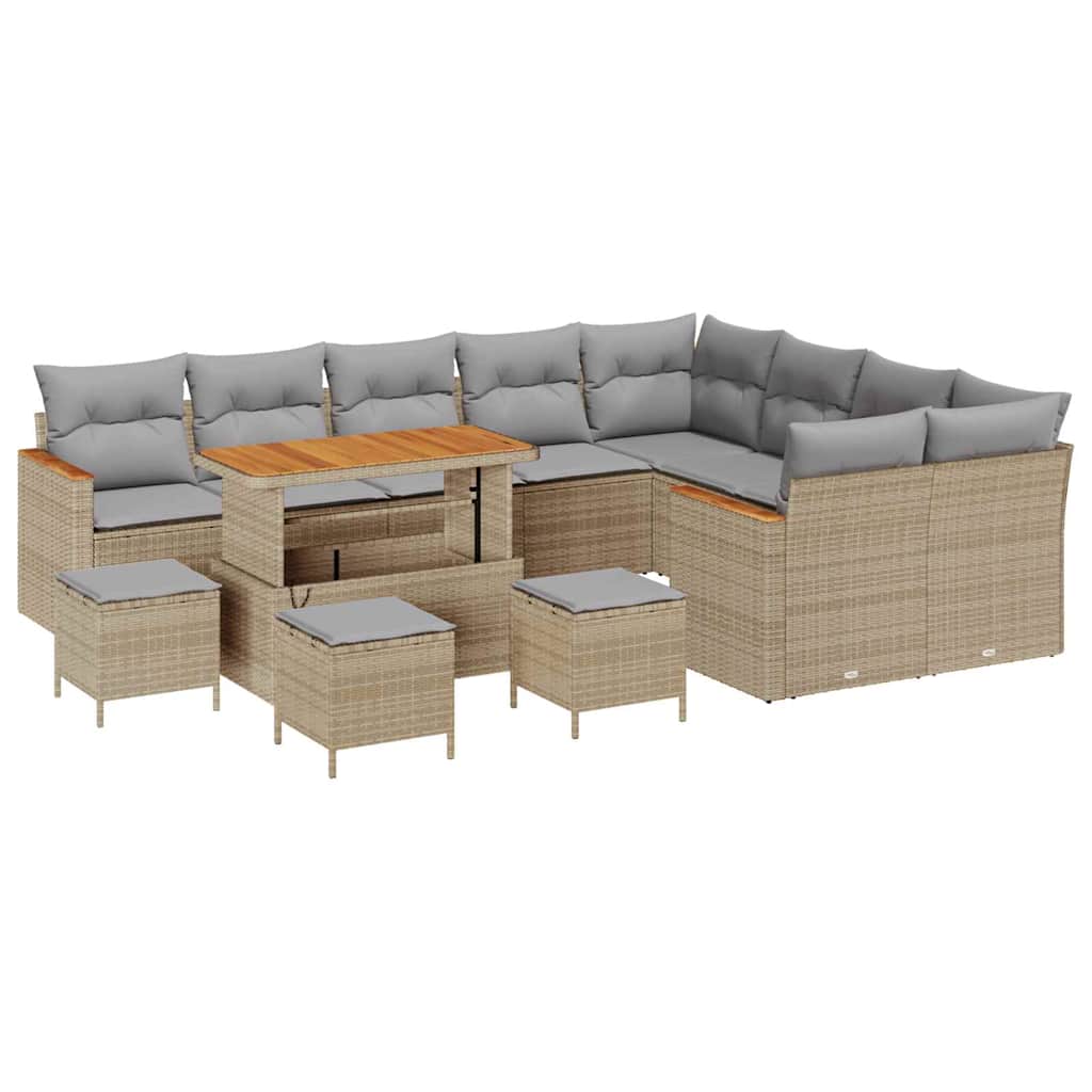vidaXL Zestaw Sof na Ogród z poduszką 13 pcs Beżowy Rattan poli
