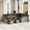 vidaXL Zestaw Sof na Ogród z poduszką 13 pcs Szary Rattan poli