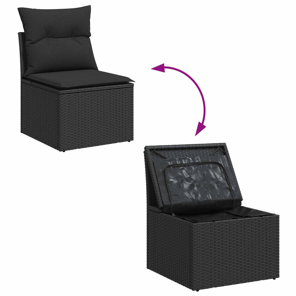 vidaXL Zestaw Sof na Ogród z poduszką 14 pcs Czarny polirattan