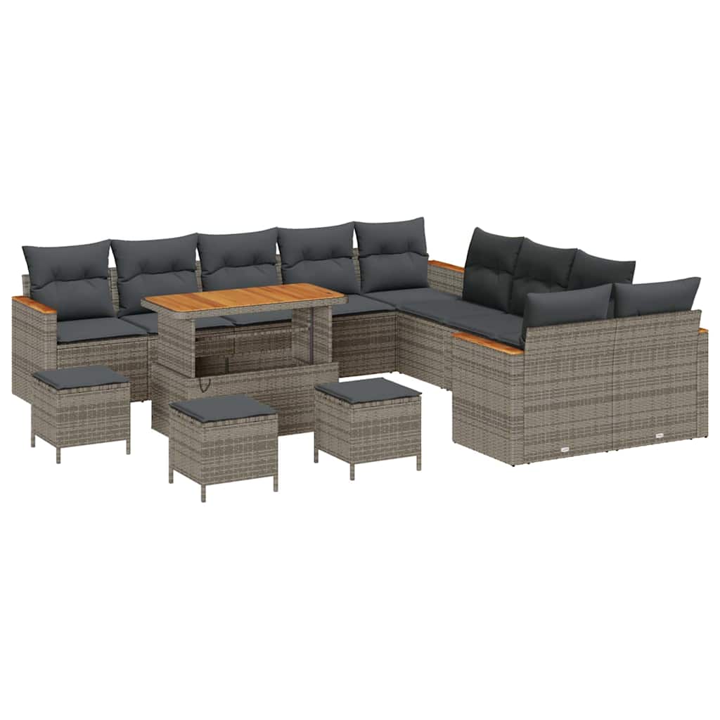 vidaXL Zestaw Sof na Ogród z poduszką 18 pcs Szary polirattan