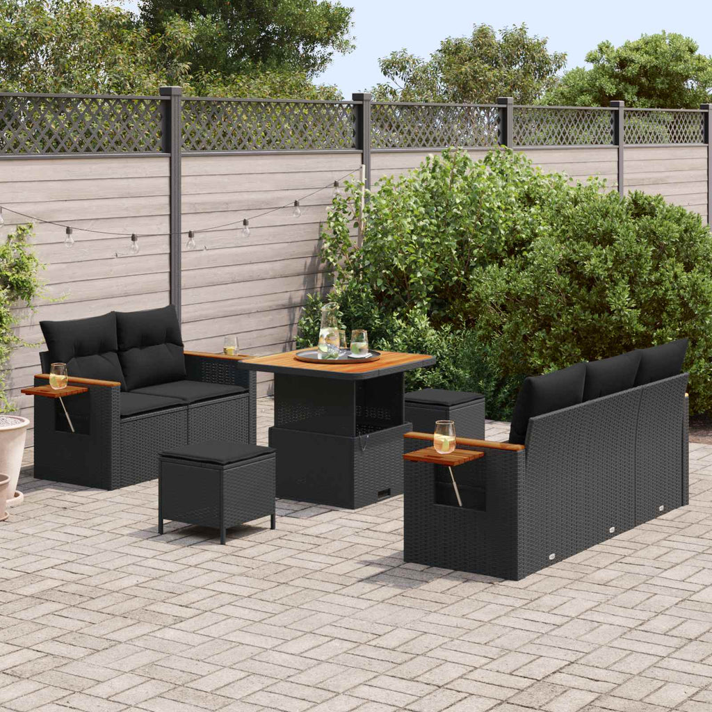 vidaXL Zestaw Sof na Ogród z poduszką 10 pcs Czarny polirattan