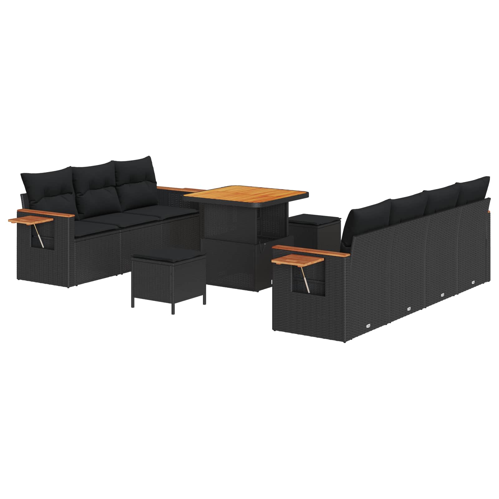 vidaXL Zestaw Sof na Ogród z poduszką 13 pcs Czarny polirattan
