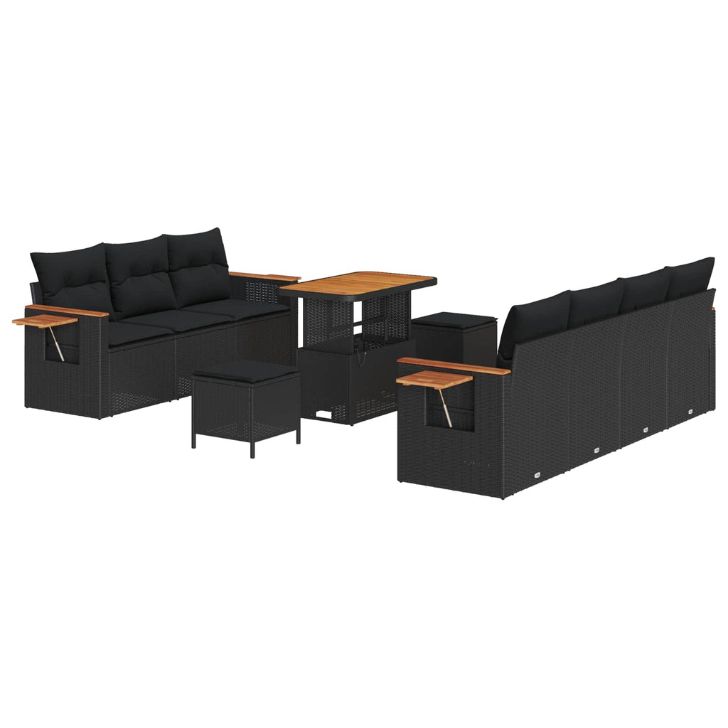 vidaXL Zestaw Sof na Ogród z poduszką 13 pcs Czarny polirattan