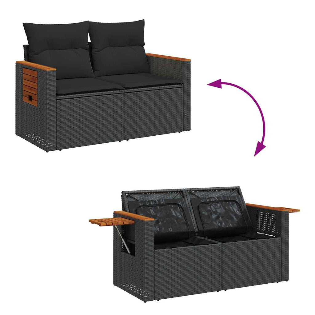 vidaXL Zestaw Sof na Ogród z poduszką 13 pcs Czarny polirattan
