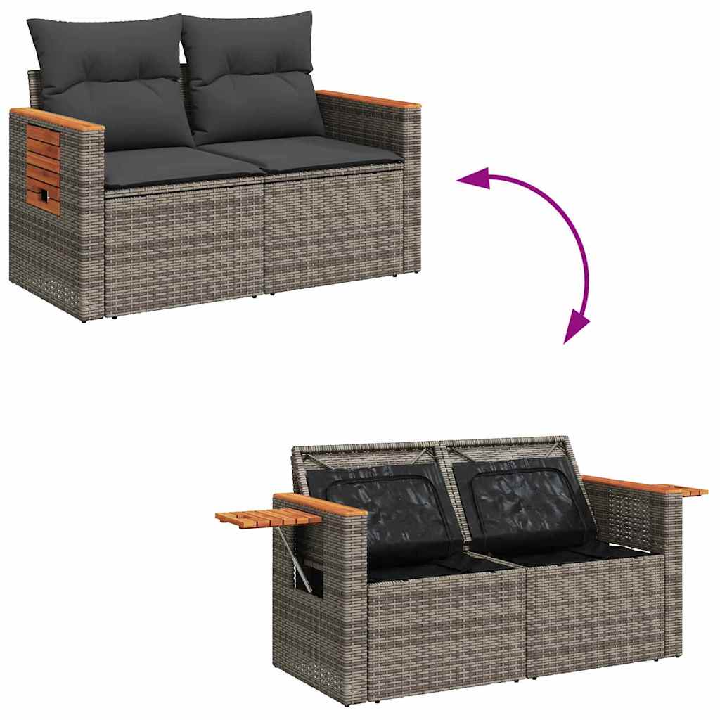 vidaXL Zestaw Sof na Ogród z poduszką 13 pcs Szary polirattan