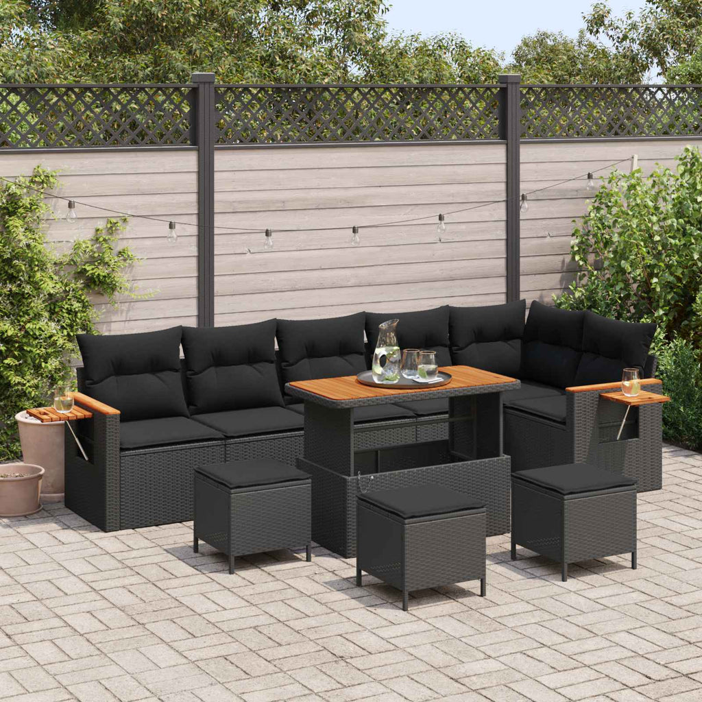 vidaXL Zestaw Sof na Ogród z poduszką 12 pcs Czarny polirattan