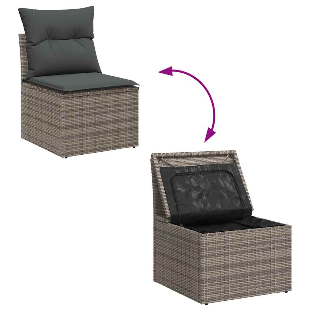 vidaXL Zestaw Sof na Ogród z poduszką 13 pcs Szary polirattan