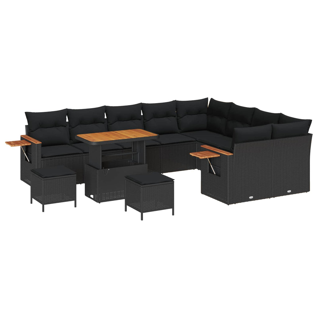 vidaXL Zestaw Sof na Ogród z poduszką 13 pcs Czarny polirattan