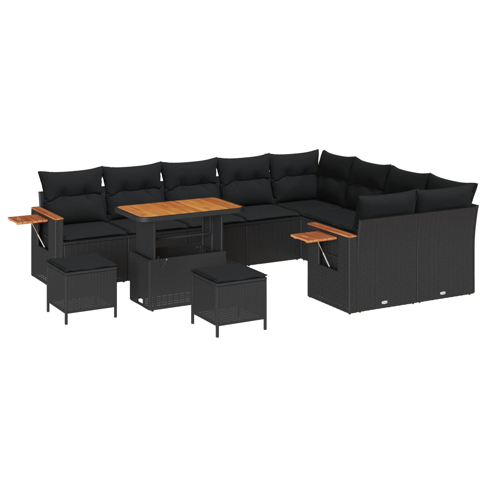 vidaXL Zestaw Sof na Ogród z poduszką 13 pcs Czarny polirattan