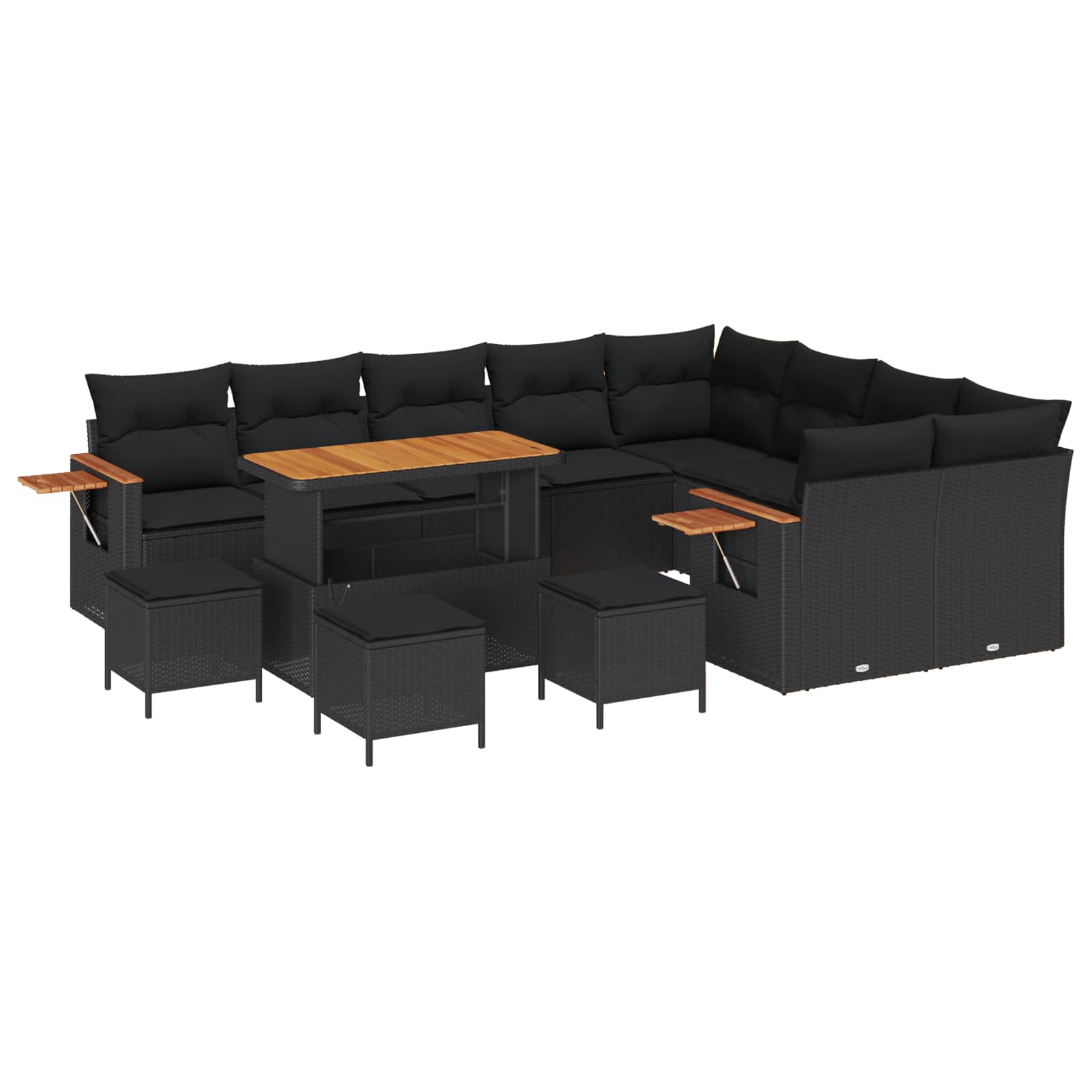 vidaXL Zestaw Sof na Ogród z poduszką 14 pcs Czarny polirattan