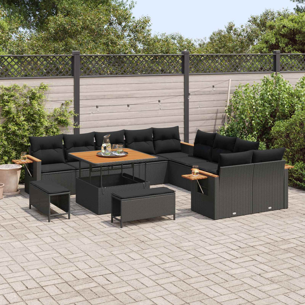 vidaXL Zestaw Sof na Ogród z poduszką 17 pcs Czarny polirattan