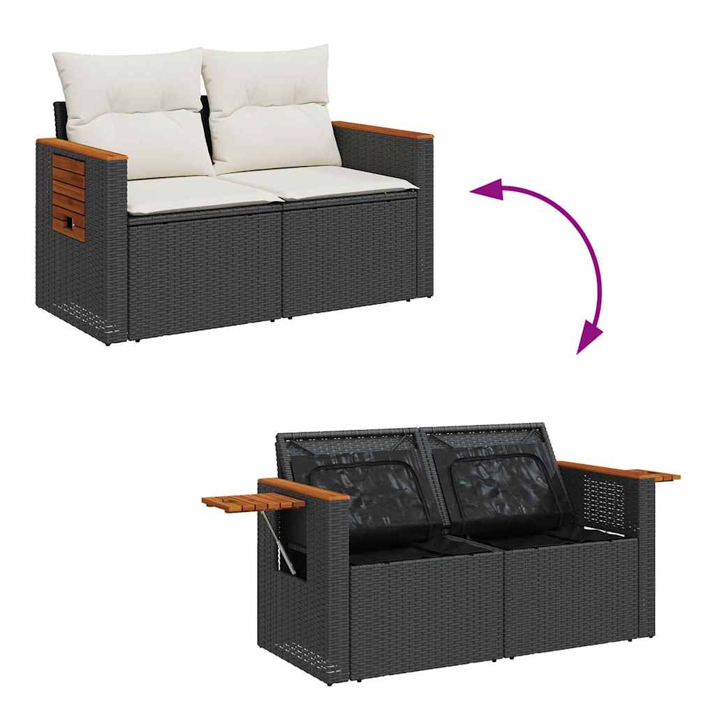 vidaXL Zestaw Sof na Ogród 17 pcs Czarny i kremowy polirattan
