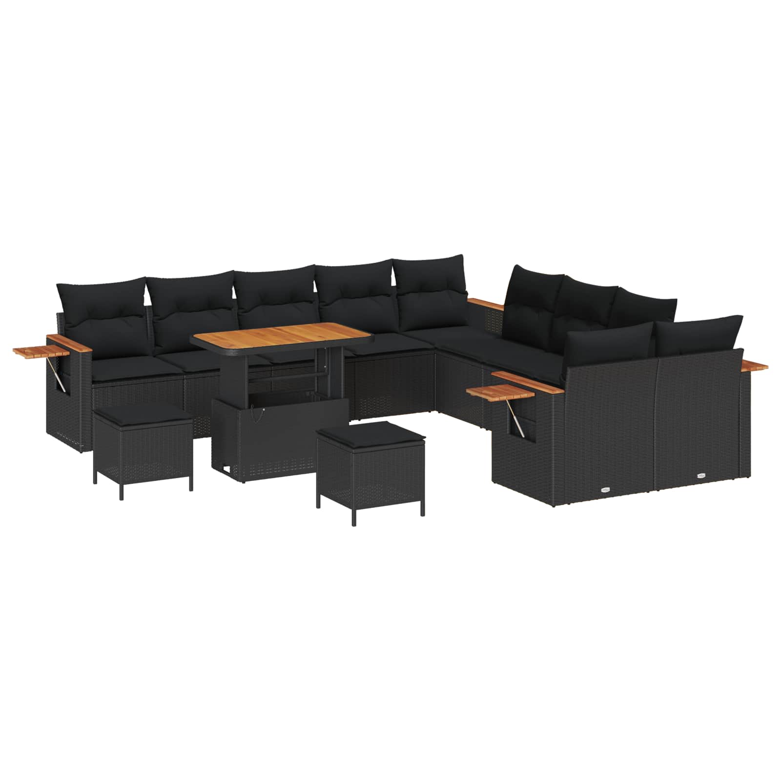 vidaXL Zestaw Sof na Ogród z poduszką 17 pcs Czarny polirattan