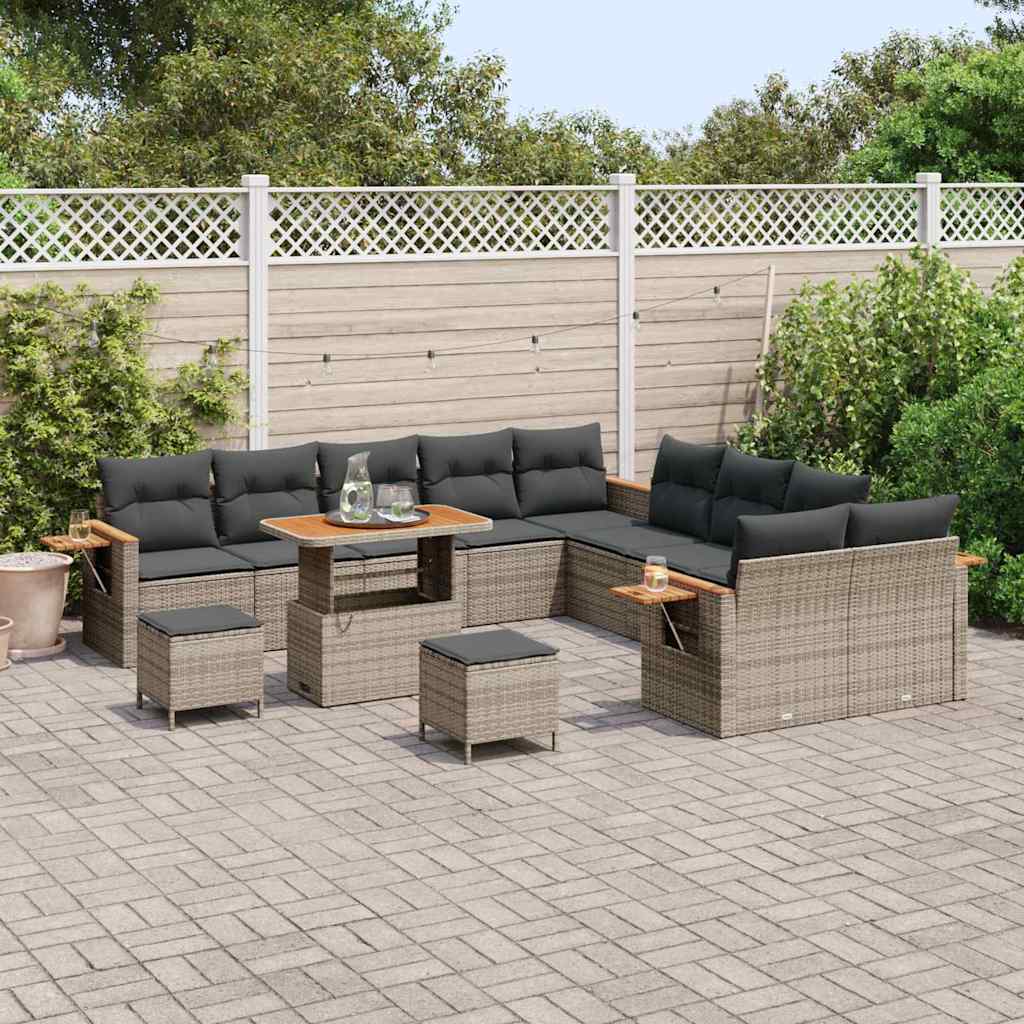 vidaXL Zestaw Sof na Ogród z poduszką 17 pcs Szary polirattan