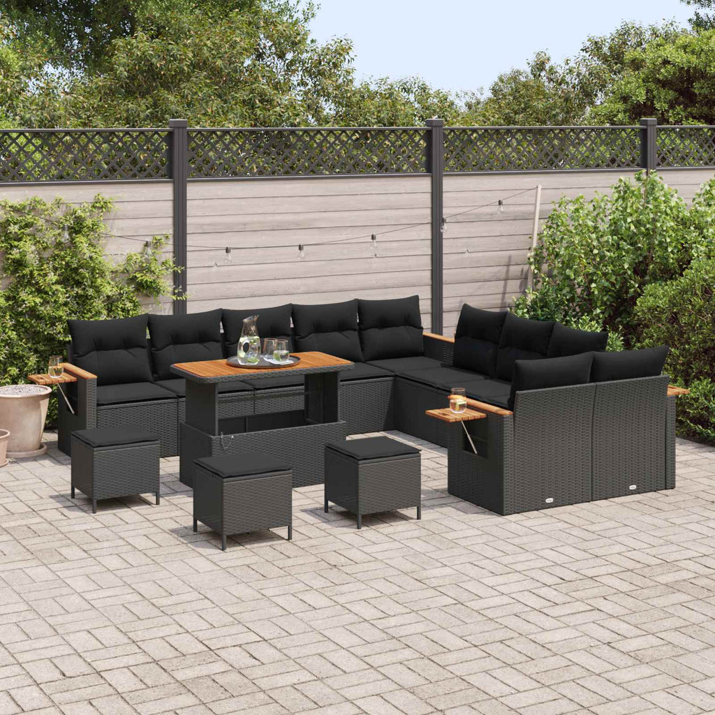 vidaXL Zestaw Sof na Ogród z poduszką 18 pcs Czarny polirattan