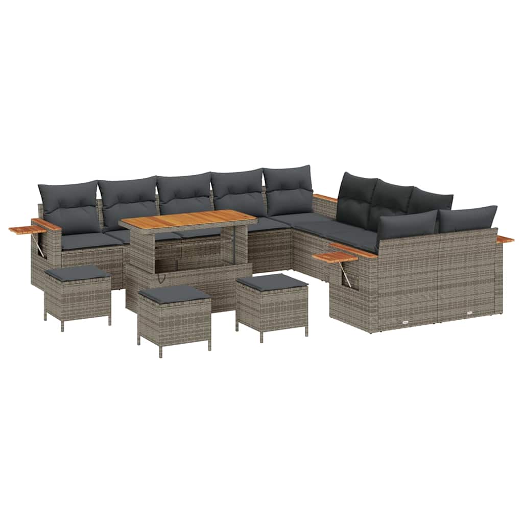 vidaXL Zestaw Sof na Ogród z poduszką 18 pcs Szary polirattan