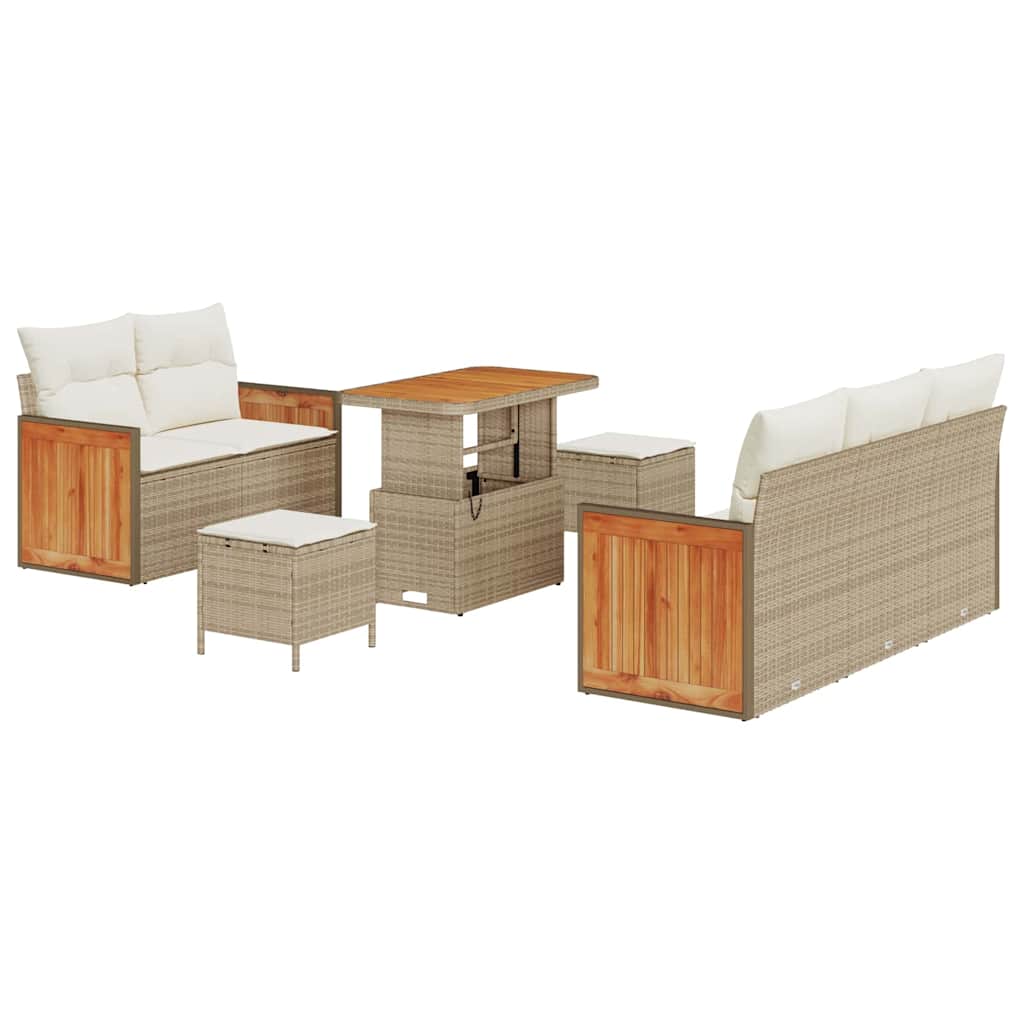 vidaXL Zestaw Sof na Ogród 10 pcs Beżowy i kremowy polirattan
