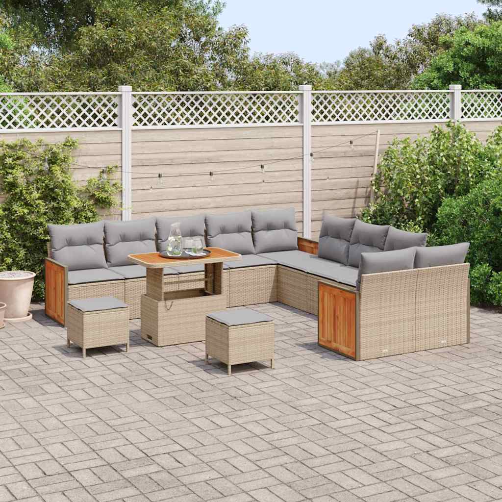 vidaXL Zestaw Sof na Ogród 17 pcs Beżowy i jasnoszary polirattan