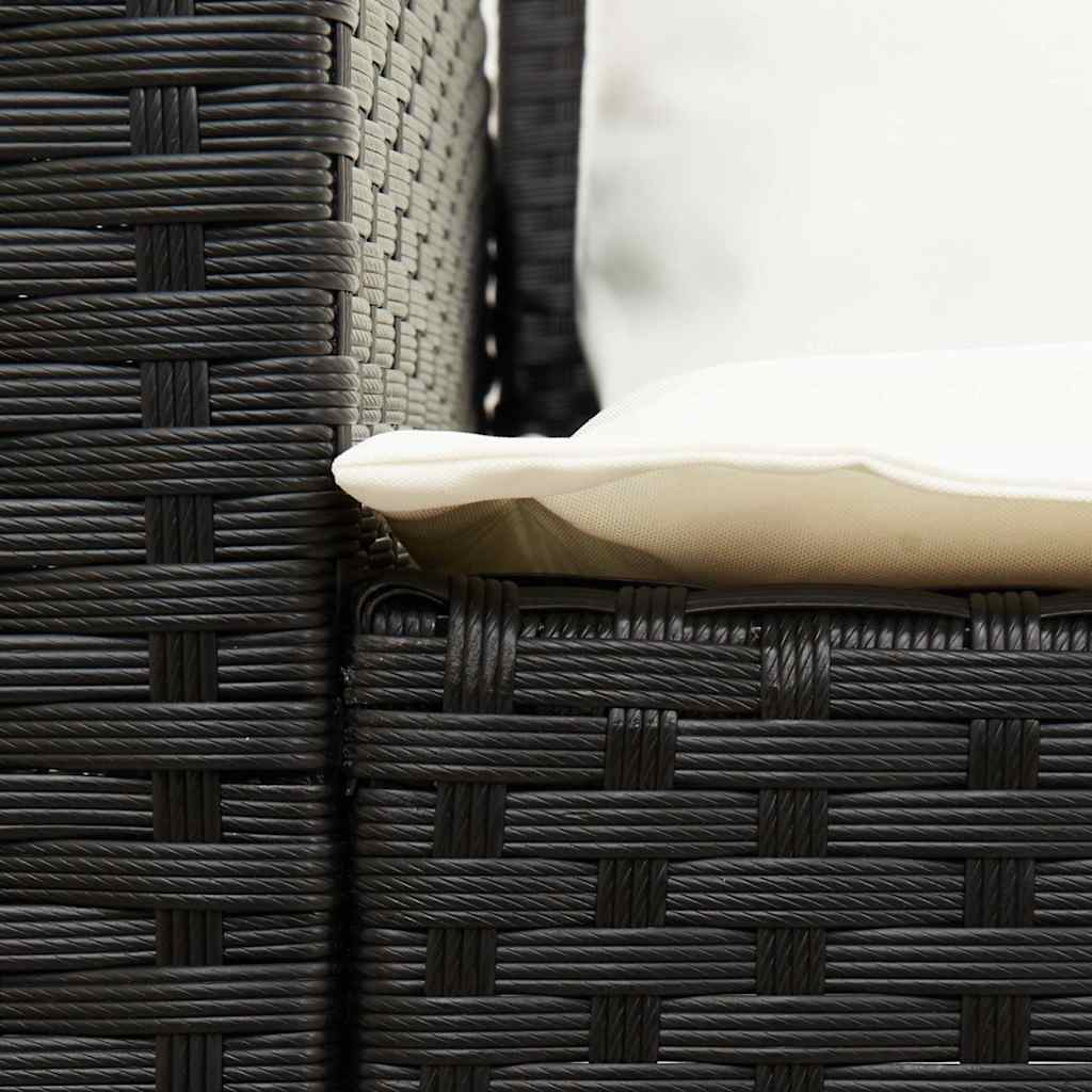 vidaXL Fotel ogrodowy z poduszkami, rattan PE, czarny