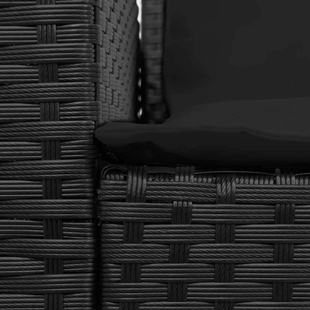vidaXL Fotel ogrodowy z poduszkami, rattan PE, czarny