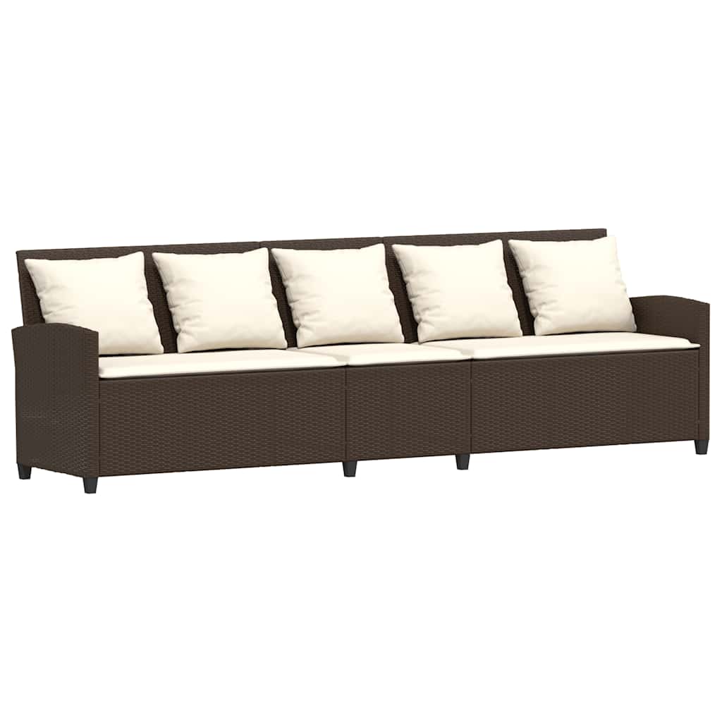 vidaXL Sofa ogrodowa z poduszkami Brązowy polirattan