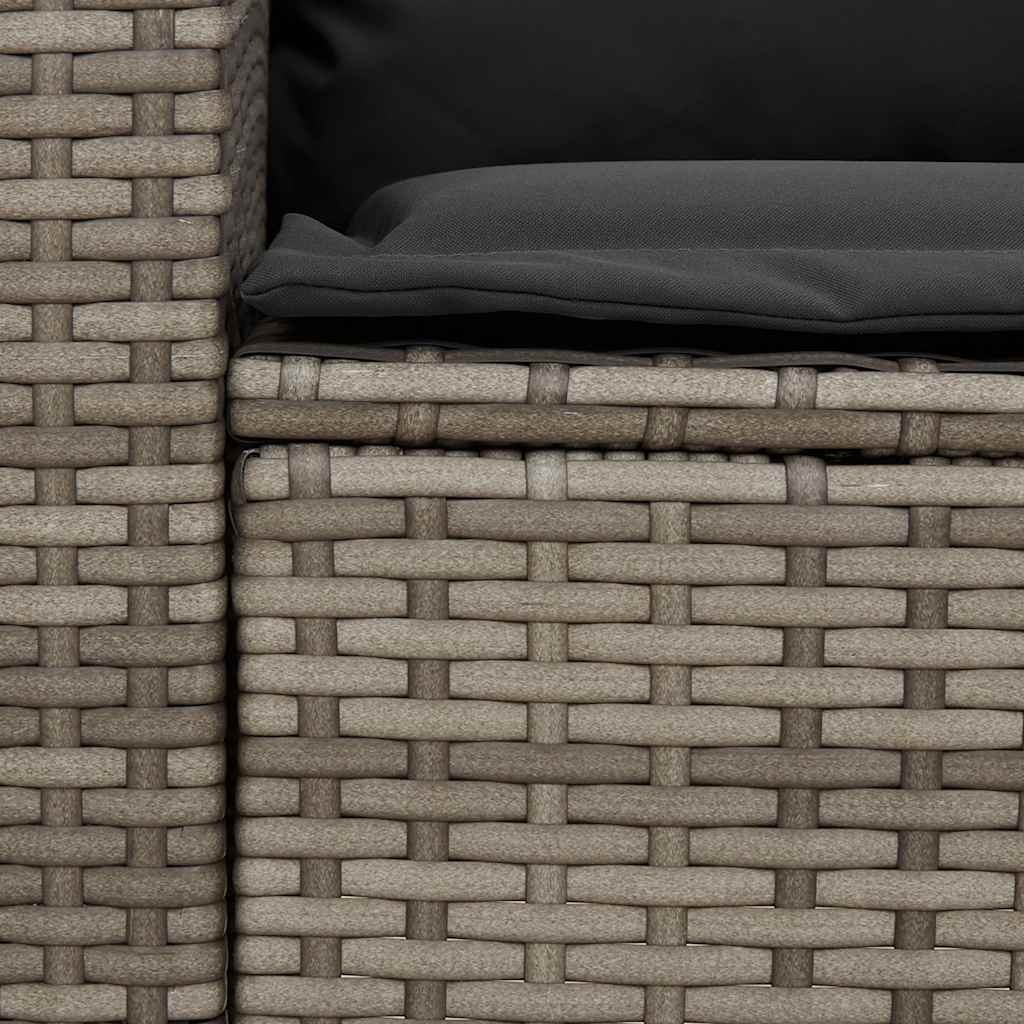 vidaXL Sofa ogrodowa z poduszkami, szara, polirattanowa