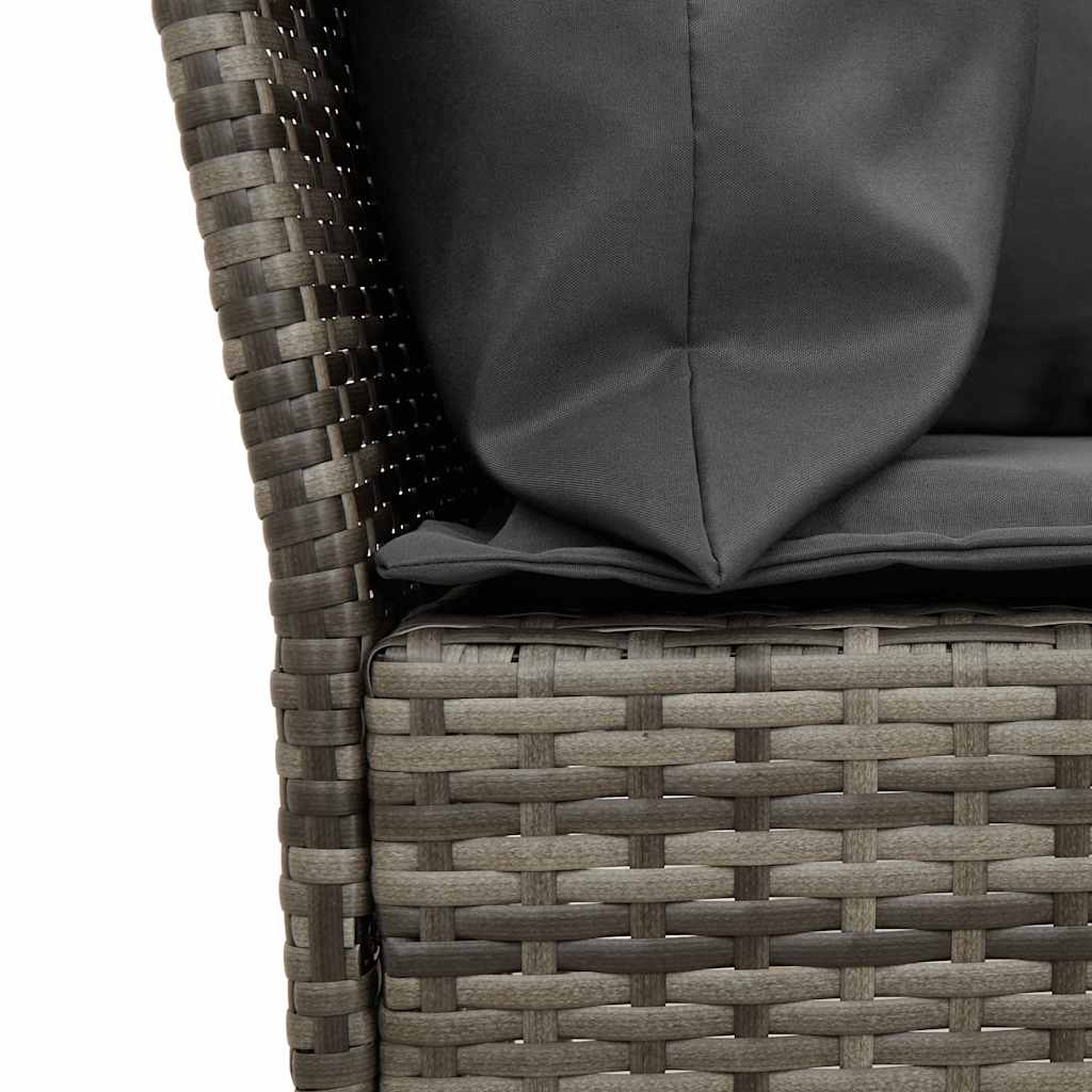 vidaXL Sofa ogrodowa z poduszkami, szara, polirattanowa