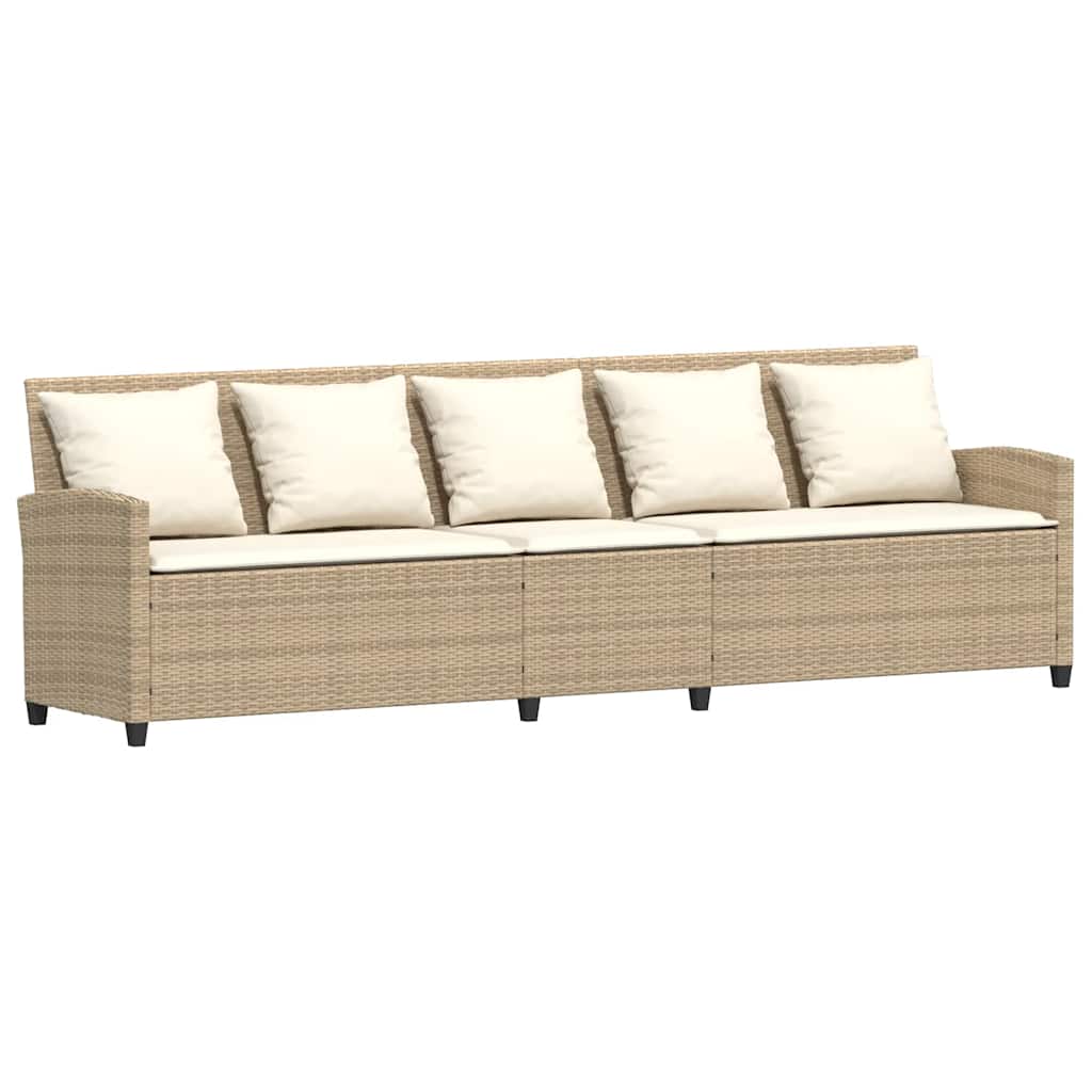 vidaXL Sofa ogrodowa z poduszkami beżowy polirattan