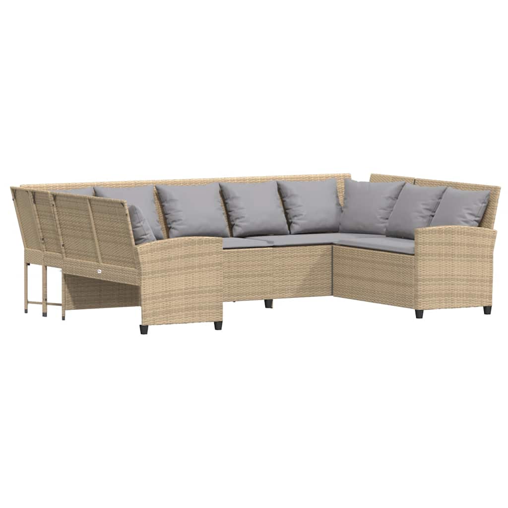 vidaXL Sofa ogrodowa z poduszkami beżowy polirattan