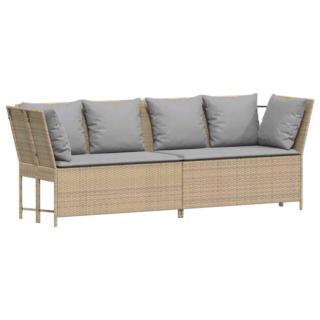 vidaXL Sofa ogrodowa z poduszkami beżowy polirattan
