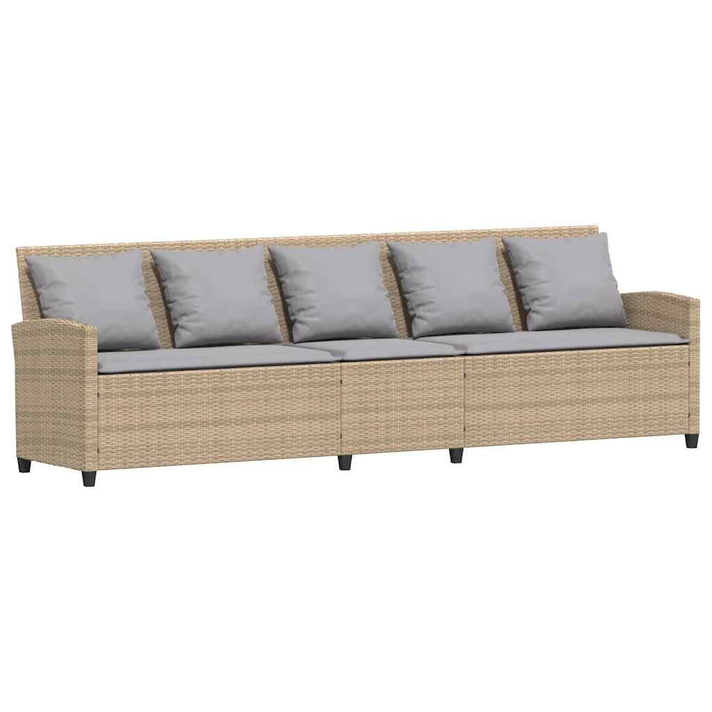 vidaXL Sofa ogrodowa z poduszkami beżowy polirattan
