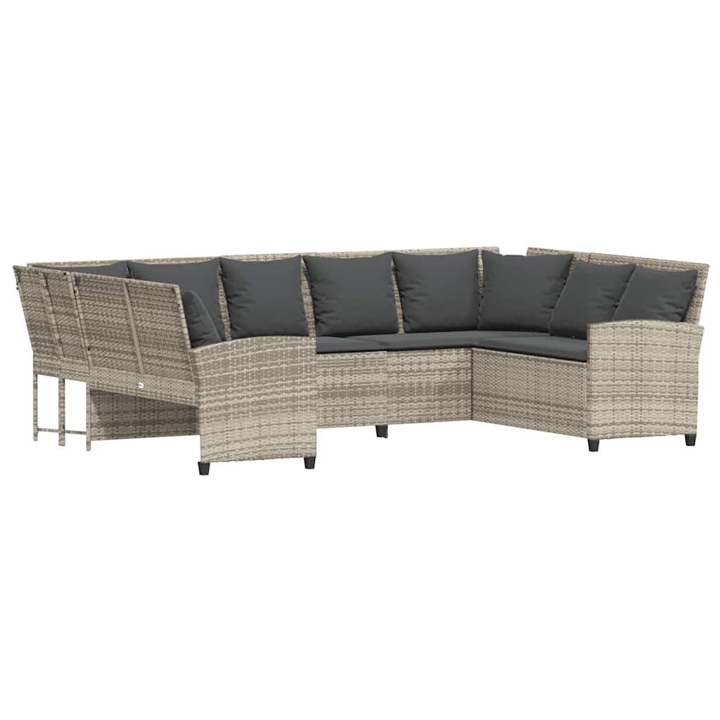 vidaXL Sofa ogrodowa z poduszkami Jasnoszary polirattan