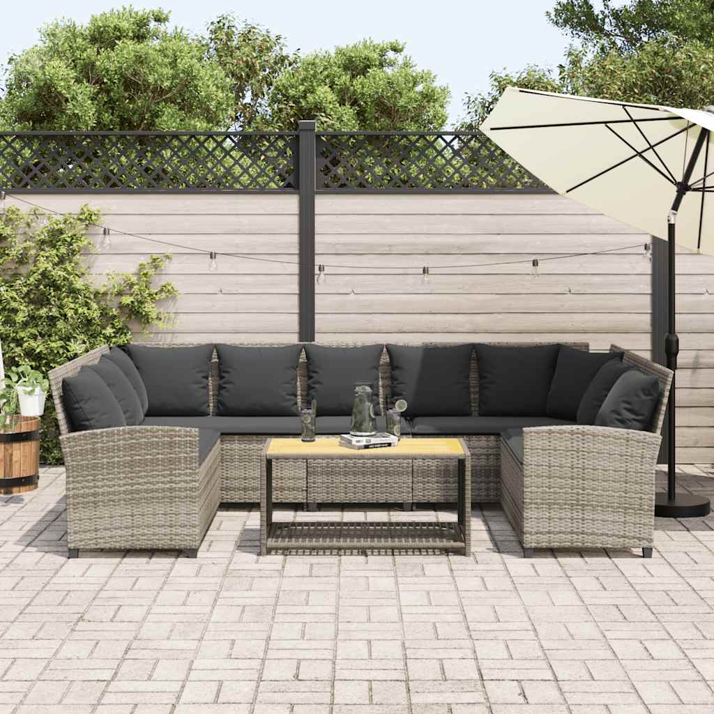 vidaXL Sofa ogrodowa z poduszkami Jasnoszary polirattan
