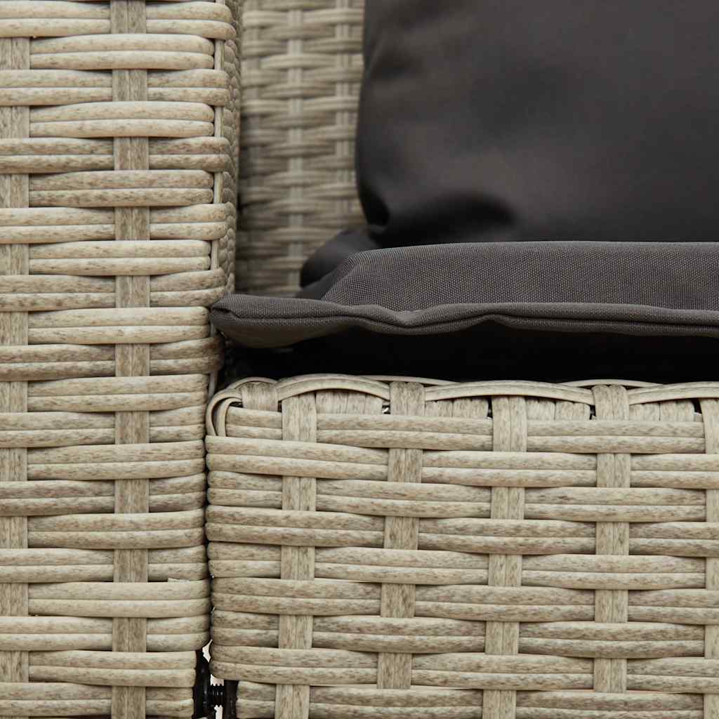 vidaXL Sofa ogrodowa z poduszkami Jasnoszary polirattan