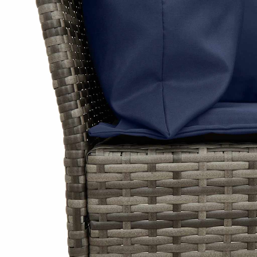 vidaXL Sofa ogrodowa z poduszkami, szara, polirattanowa