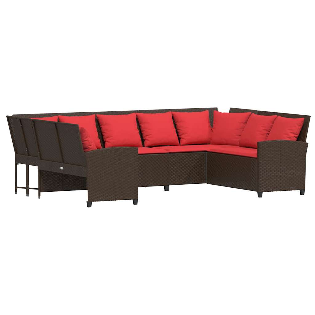 vidaXL Sofa ogrodowa z poduszkami Brązowy polirattan