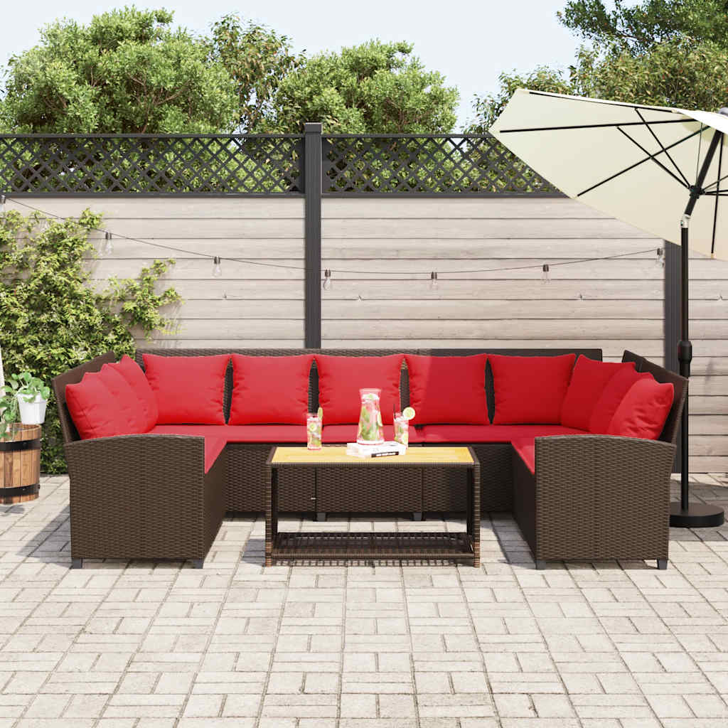 vidaXL Sofa ogrodowa z poduszkami Brązowy polirattan