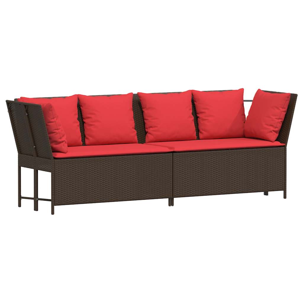 vidaXL Sofa ogrodowa z poduszkami Brązowy polirattan