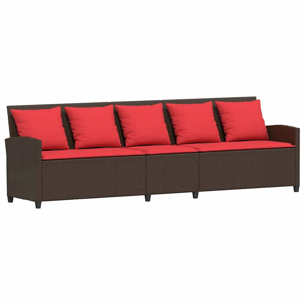 vidaXL Sofa ogrodowa z poduszkami Brązowy polirattan