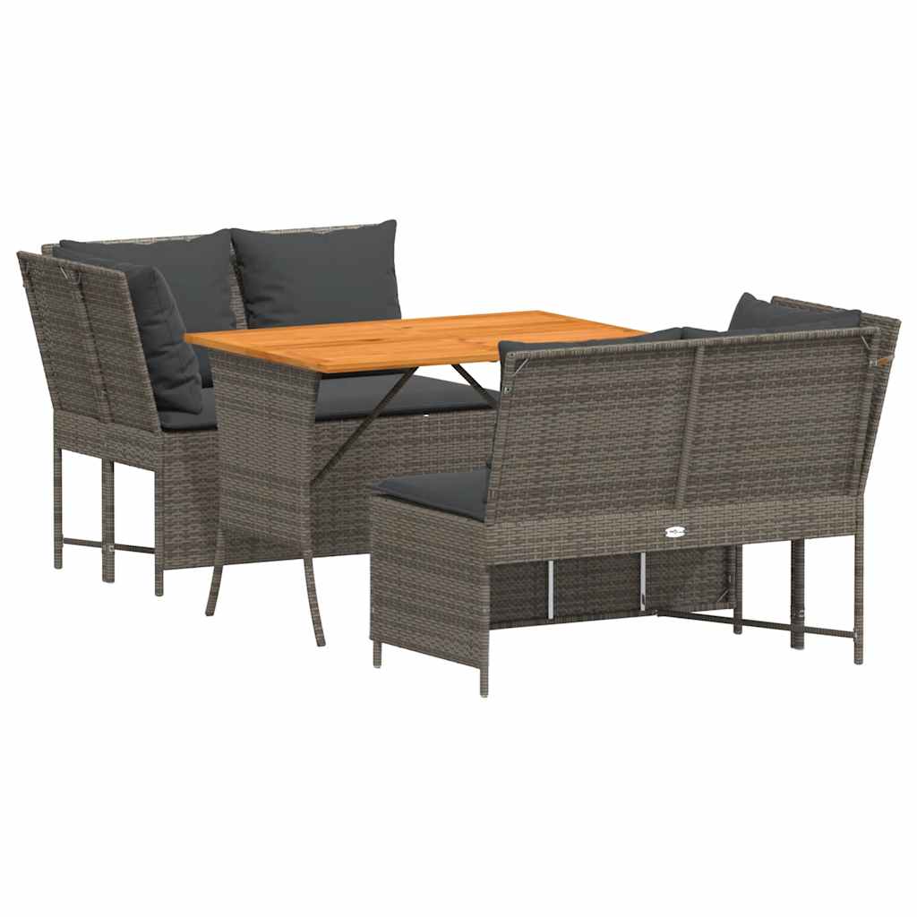 vidaXL 3-częściowa sofa do ogrodu, z poduszkami, szara, polirattanowa