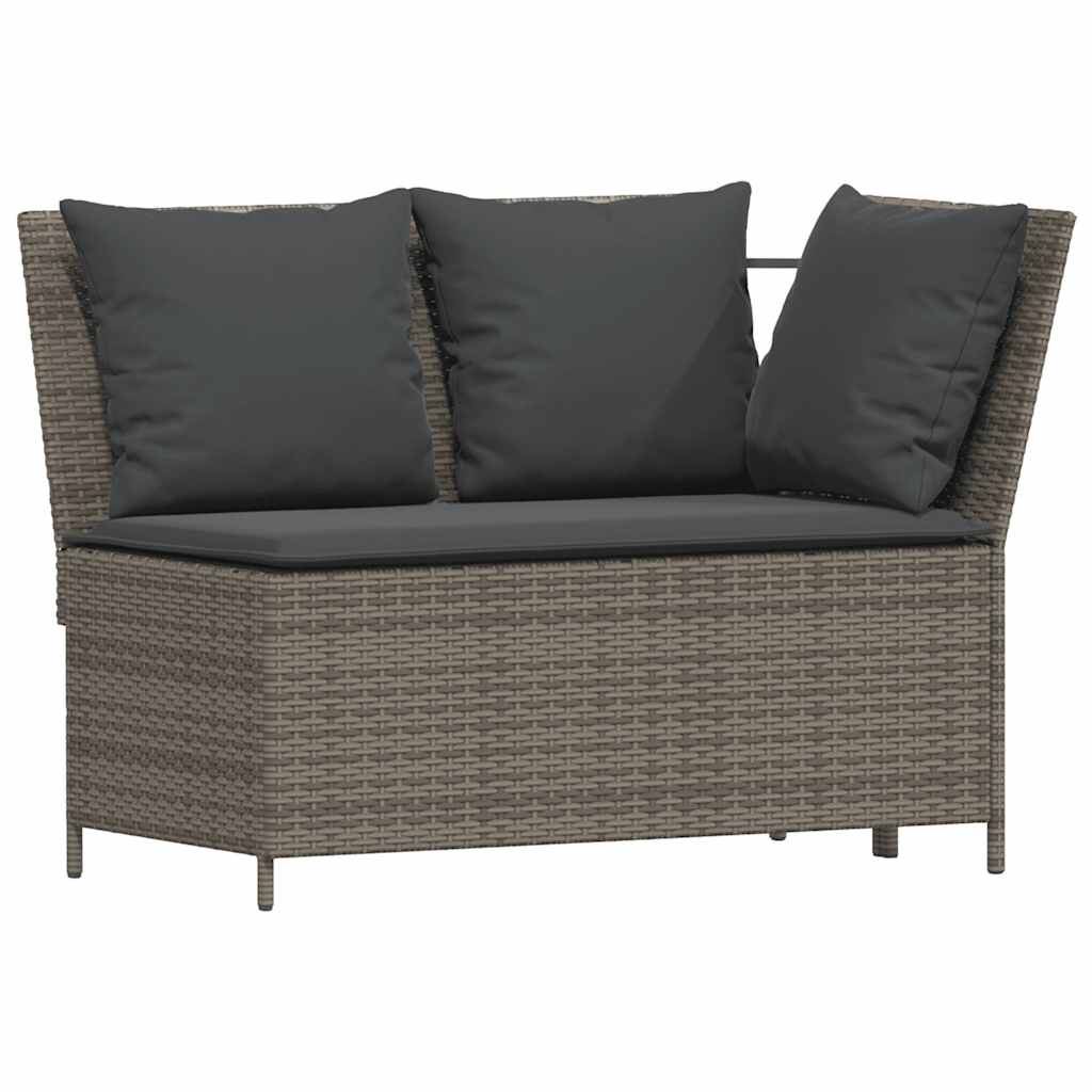 vidaXL 3-częściowa sofa do ogrodu, z poduszkami, szara, polirattanowa