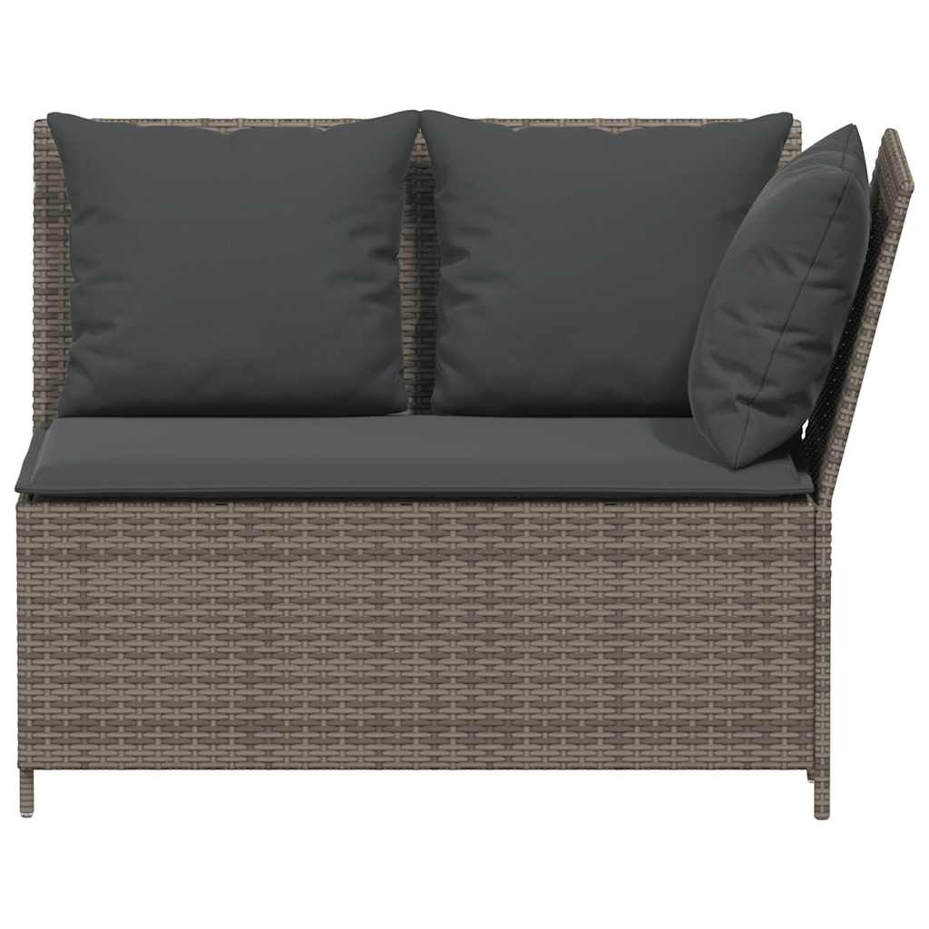 vidaXL 3-częściowa sofa do ogrodu, z poduszkami, szara, polirattanowa