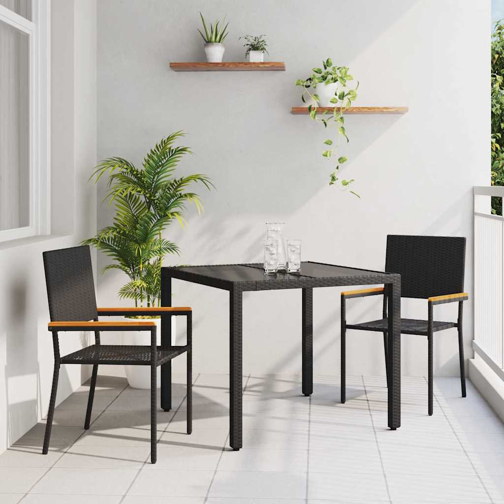vidaXL Zestaw do jadalni w ogrodzie 3 pcs Czarny polirattan
